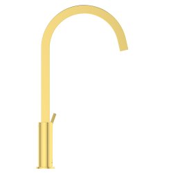 Ideal Standard Gusto single lever square C spout kitchen mixer with Bluestart technology, brushed gold