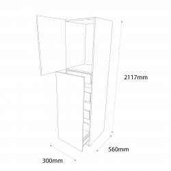 300mm Type 2 Larder Pull Out Unit with 2 Pan Drawers & 3 Internal Drawers Left Hand - (Self Assembly)