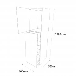 300mm Type 2 Larder Pull Out Tall Unit with 2 Pan Drawers & 3 Internal Drawers Left Hand - (Self Assembly)