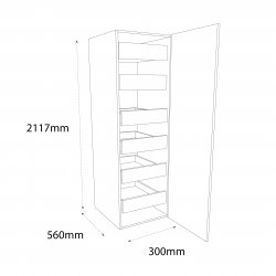 300mm Type 3 Larder Pull Out Unit with 6 Internal Drawers Right Hand - (Self Assembly)