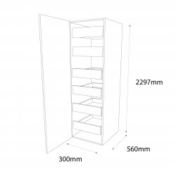 300mm Type 3 Larder Pull Out Tall Unit with 6 Internal Drawers Left Hand - (Self Assembly)