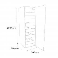 300mm Type 3 Larder Pull Out Tall Unit with 6 Internal Drawers Right Hand - (Self Assembly)