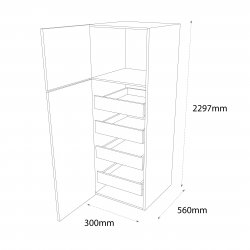 300mm Type 4 Larder Pull Out Tall Unit with 4 Internal Drawers Left Hand - (Self Assembly)