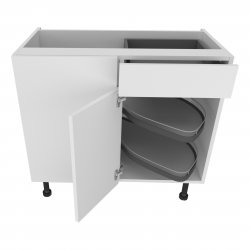 900mm Drawerline Base Unit with 450mm Door & Le-Mans Pull Out Storage & Graphite Wirework Left Hand - (Ready Assembled)
