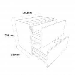 Sheraton 1000mm Pan Drawer Pack Base Unit with 2 Drawers & Internal Drawer - (Ready Assembled)