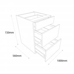 1000mm Pan Drawer Pack Base Unit with 3 Drawers - (Ready Assembled)