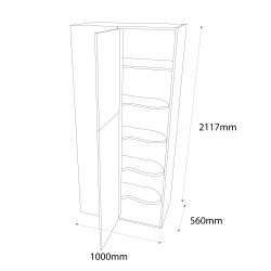 1000mm Type 2 Corner Larder to Larder Unit with 500mm Door & Le-Mans Graphite Wirework Pull Out Drawers Left Hand - (Ready Assembled)