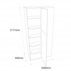 Sheraton 1000mm Type 2 Corner Larder to Larder Unit with 500mm Door & Le-Mans Graphite Wirework Pull Out Drawers Right Hand - (Ready Assembled)