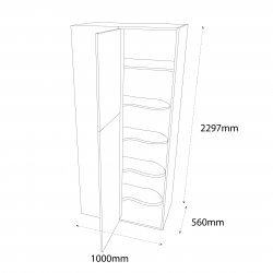 1000mm Type 11 Corner Larder to Base Tall Unit with 500mm Door & Le-Mans Graphite Wirework Pull Out Drawers Left Hand - (Ready Assembled)