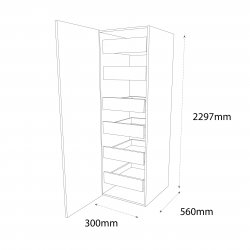 300mm Type 15 Larder Pull Out Tall Unit with 6 Internal Drawers Left Hand - (Ready Assembled)