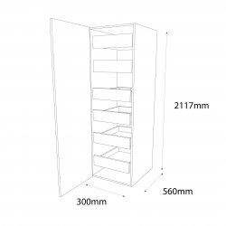 300mm Type 15 Larder Pull Out Unit with 6 Internal Drawers Left Hand - (Ready Assembled)