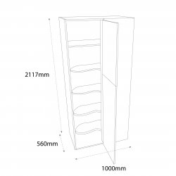 1000mm Type 2 Corner Larder to Larder Unit with 500mm Door & Le-Mans Graphite Wirework Pull Out Storage Right Hand - (Self Assembly)
