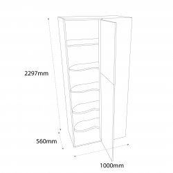 1000mm Type 2 Corner Larder to Larder Tall Unit with 500mm Door & Le-Mans Graphite Wirework Pull Out Storage Right Hand - (Self Assembly)