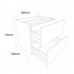 Sheraton 600mm Pan Drawer Pack Base Unit with 2 Drawers & Internal Drawer - (Ready Assembled)