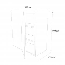 600mm Tall Corner Wall Unit Left Hand Blank - (Self Assembly)