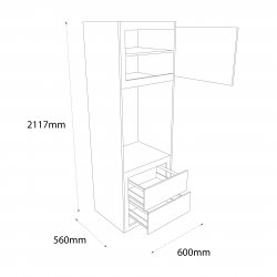 600mm Type 7 Double Oven Housing Unit with 1 Top Door & 2 Pan Drawers Right Hand - (Ready Assembled)