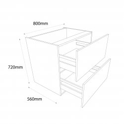 800mm Pan Drawer Pack Base Unit with 2 Drawers - (Self Assembly)