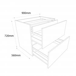 900mm Pan Drawer Pack Base Unit with 2 Drawers & Internal Drawer - (Self Assembly)