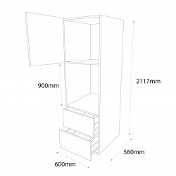 Chippendale 600mm Type 2 Double Oven Housing Unit with 2 Drawers Left Hand - (Self Assembly)