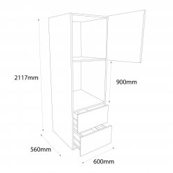 Chippendale 600mm Type 2 Double Oven Housing Unit with 2 Drawers Right Hand - (Self Assembly)