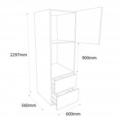 Chippendale 600mm Type 2 Tall Double Oven Housing Unit with 2 Drawers Right Hand - (Self Assembly)