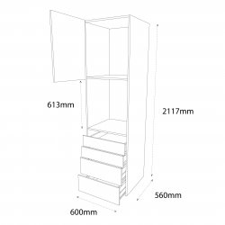 600mm Type 8 Single Oven Housing Unit Left Hand - (Self Assembly)