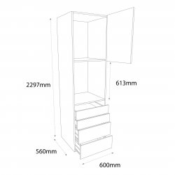 600mm Type 8 Tall Single Oven Housing Unit Right Hand - (Self Assembly)