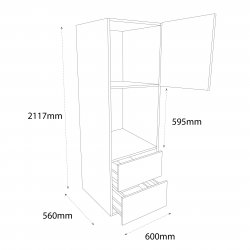 600mm Type 18 Single Oven Housing Unit with 2 Drawers Right Hand - (Self Assembly)