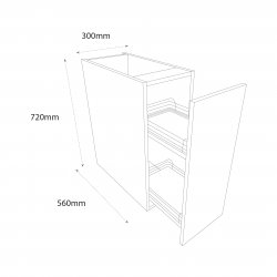 300mm Highline Base Unit with 2 Pull Out Arena Shelves & Graphite Wirework - (Ready Assembled)