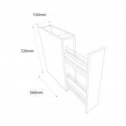 Chippendale 150mm Highline Base Unit with 2 Pull Out Wirework Shelves - (Self Assembly)