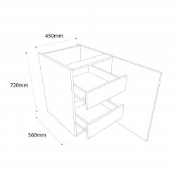 Chippendale 450mm Highline Base Unit with Type 3 Pull Out & Internal Drawers Right Hand - (Self Assembly)