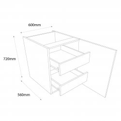 600mm Highline Base Unit with Type 3 Pull Out & Internal Drawers Right Hand - (Ready Assembled)