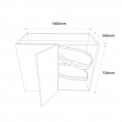 Chippendale 1000mm Highline Corner Base Unit & 500mm Door with Le-Mans Pull Out Storage & Graphite Wirework Left Hand - (Self Assembly)