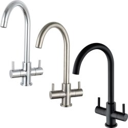 Prima Staten Swan Neck Dual Lever Mixer Tap - Chrome