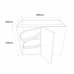Chippendale 900mm Highline Corner Base Unit & 450mm Door with Le-Mans Pull Out Storage & Graphite Wirework Right Hand - (Self Assembly)