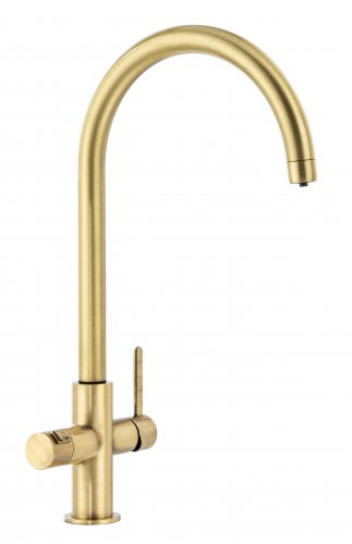 Abode Prothia 3 IN 1 Swan Spout Slimline Monobloc Tap - Brushed Brass