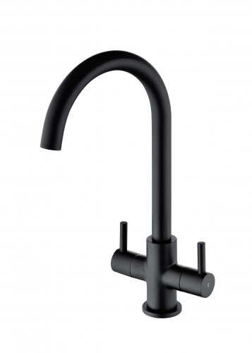 Prima Staten Swan Neck Dual Lever Mixer Tap - Black