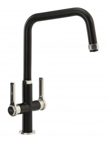 Abode Hex Monobloc Mixer Tap - Brushed Nickel/Black