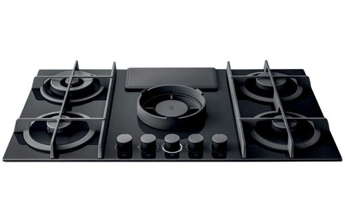 Elica NikolaTesla Flame 90cm Venting Gas Hob (Ducting) - Black