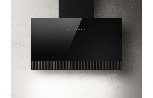 Elica Super Plat 80cm Chimney Hood - Black Glass