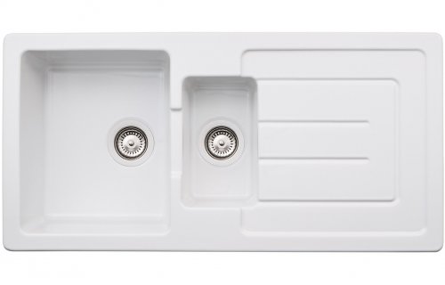 Abode Acton 1.5B & Drainer Ceramic Inset Sink - White