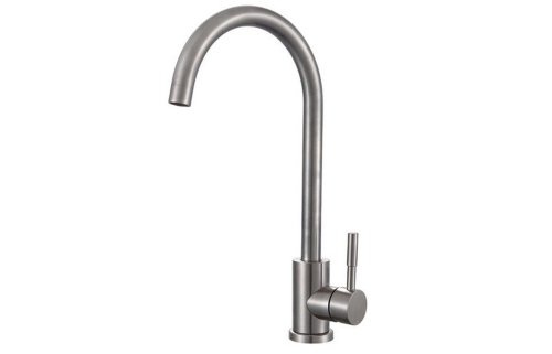 Prima Soho Single Lever Swan Neck Mixer Tap - Brushed Steel