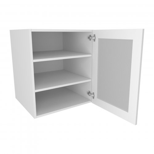 500mm Standard Glazed Wall Unit with Aluminium Frame & 2 Round LED Downlights Right Hand - (Self Assembly)