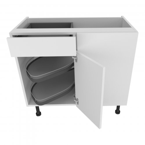 Sheraton 900mm Drawerline Base Unit with 450mm Door & Le-Mans Pull Out Storage & Graphite Wirework Right Hand - (Ready Assembled)