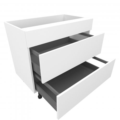 900mm Sink Pan Drawer Base Unit with 1 Dummy Drawer & 2 Cut Out Drawers - (Ready Assembled)