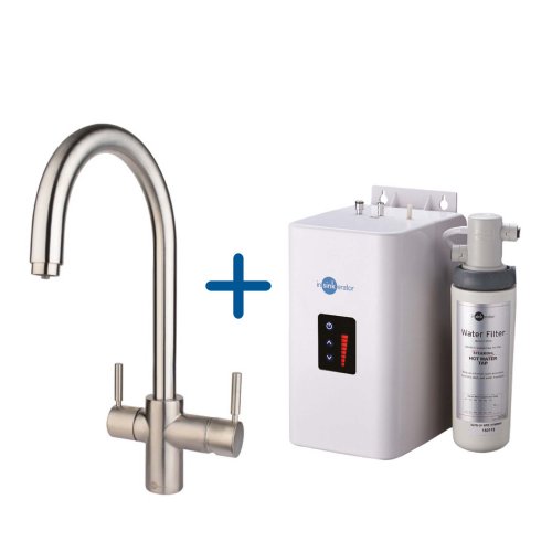 InSinkErator 3N1 J Shape Tap Neo Tank & Filter Pack - Brushed Steel